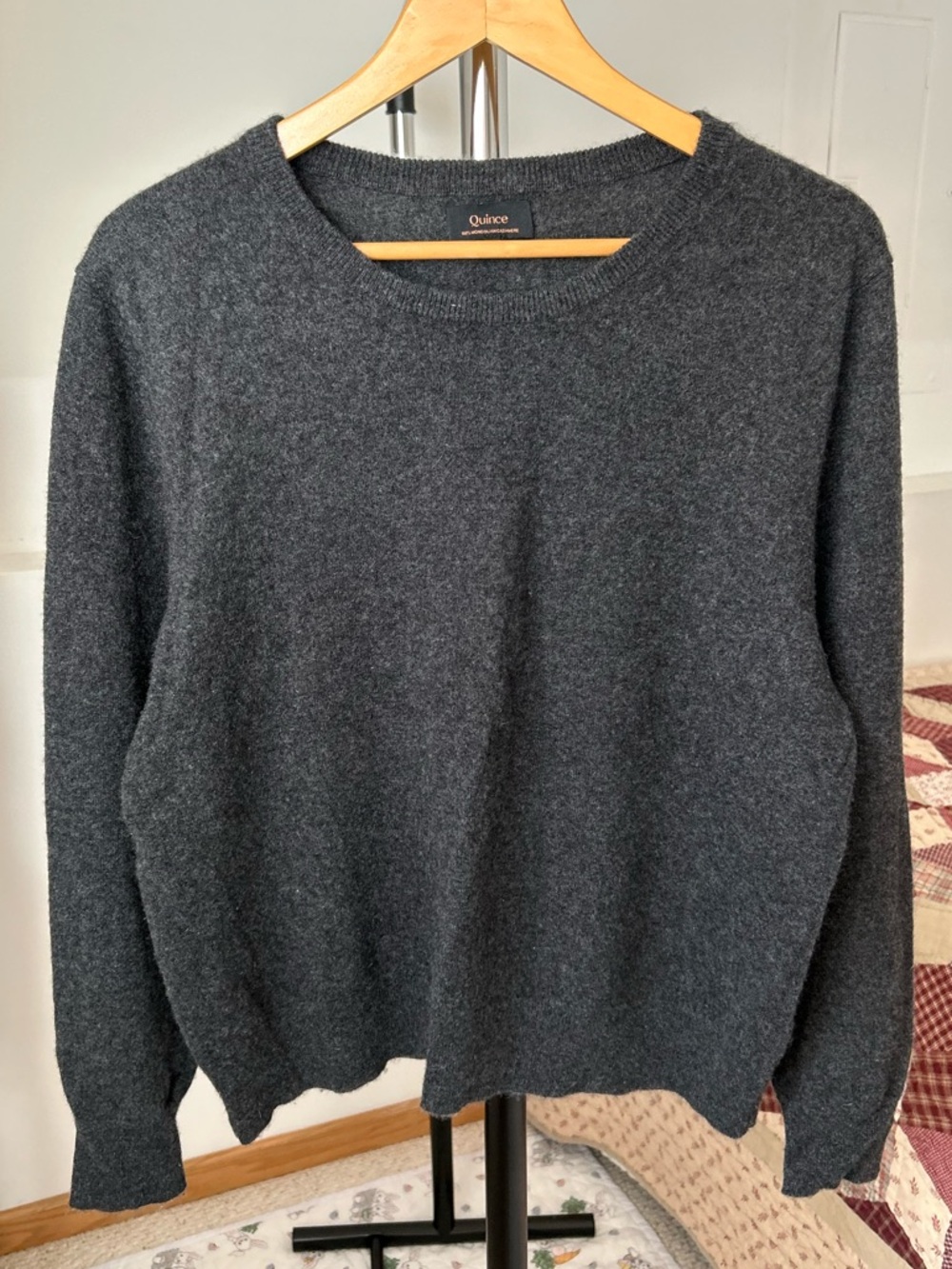 Quince 100% Cashmere Crewneck Sweater Gray XL
